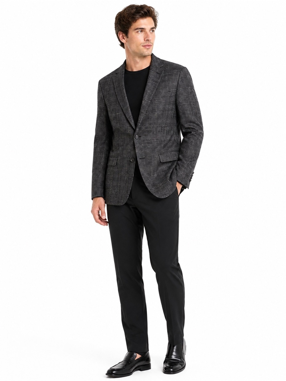 Billy Reid Linen Size 38R Men's Gray Glen Plaid Blazer - Modern Tailored Coat